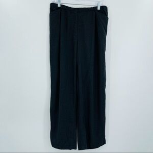 Tamotsu Wool High Rise‎ Pants Womens 2 Black Lagenlook Pockets Pull On Relaxed